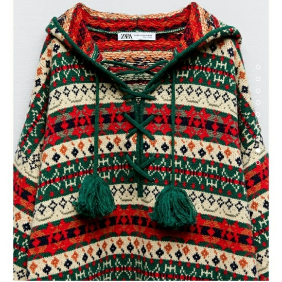 Zara knit jacquard poncho - Picture 5 of 8